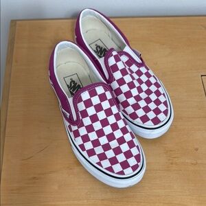 Vans White and Purple Slip-On Sneakers